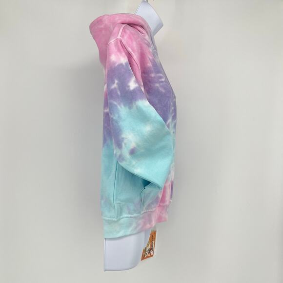 John Lauren Girls Tie Dye Hoodie in Pink/Multi Size Small - Picture 7 of 11